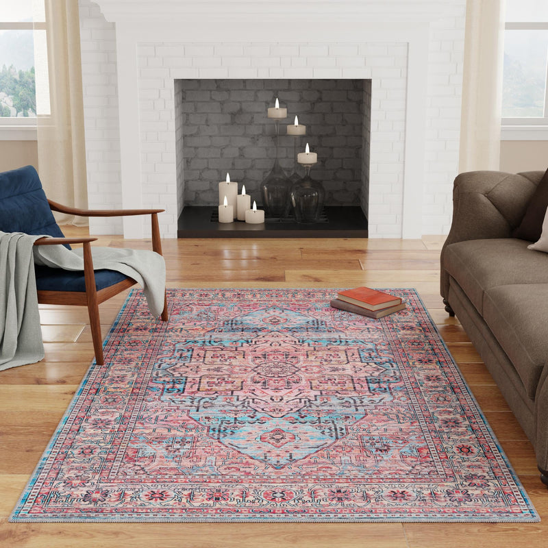 Zahara Oasis Collection Area Rug -  Fez Rectangle Blue  lifestyle 28