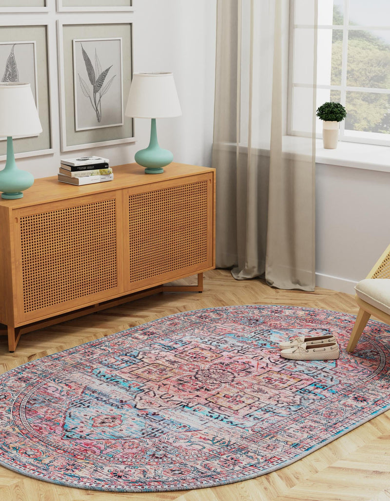 Zahara Oasis Collection Area Rug -  Fez Oval Blue  lifestyle 39