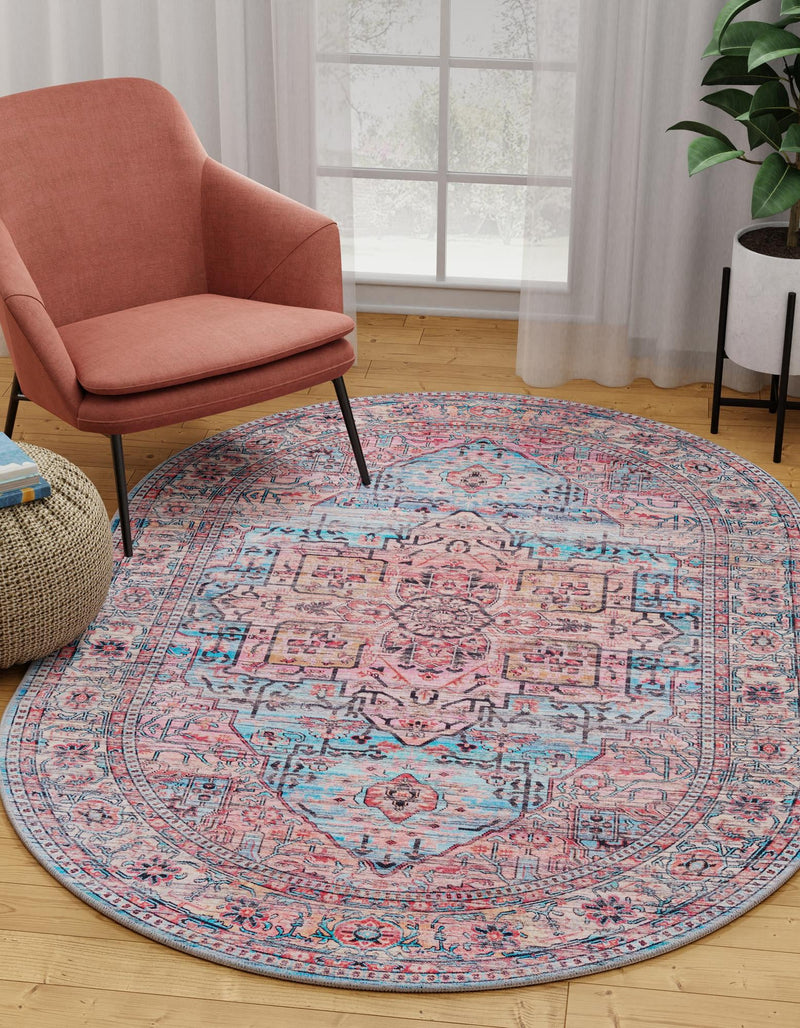 Zahara Oasis Collection Area Rug -  Fez Oval Blue  lifestyle 44