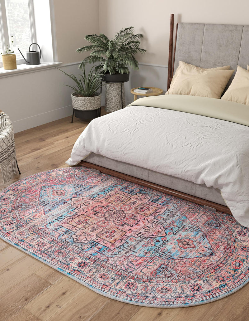 Zahara Oasis Collection Area Rug -  Fez Oval Blue  lifestyle 93