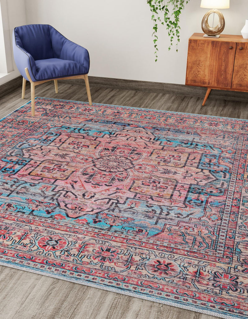 Zahara Oasis Collection Area Rug -  Fez Square Blue  lifestyle 36