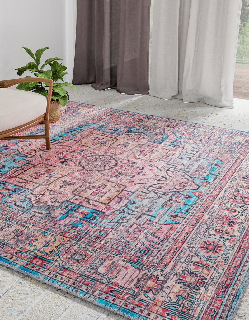 Zahara Oasis Collection Area Rug -  Fez Square Blue  lifestyle 90