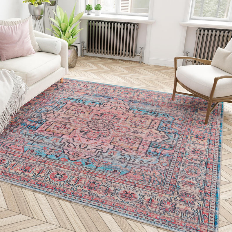 Zahara Oasis Collection Area Rug -  Fez Square Blue  lifestyle 104