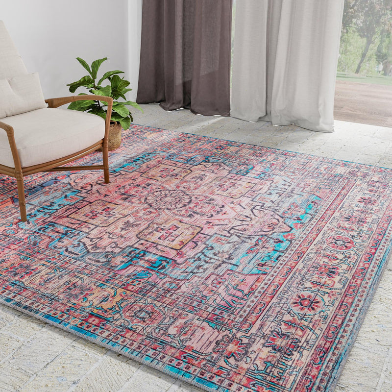 Zahara Oasis Collection Area Rug -  Fez Square Blue  lifestyle 107