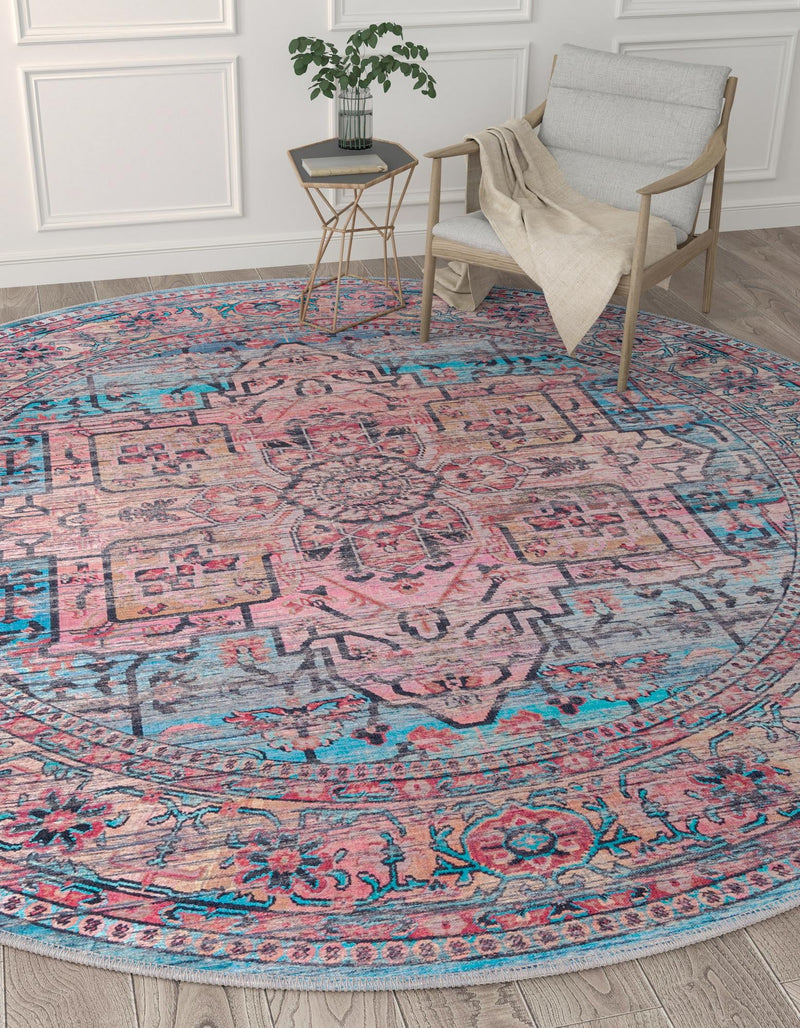 Zahara Oasis Collection Area Rug -  Fez Round Blue  lifestyle 37