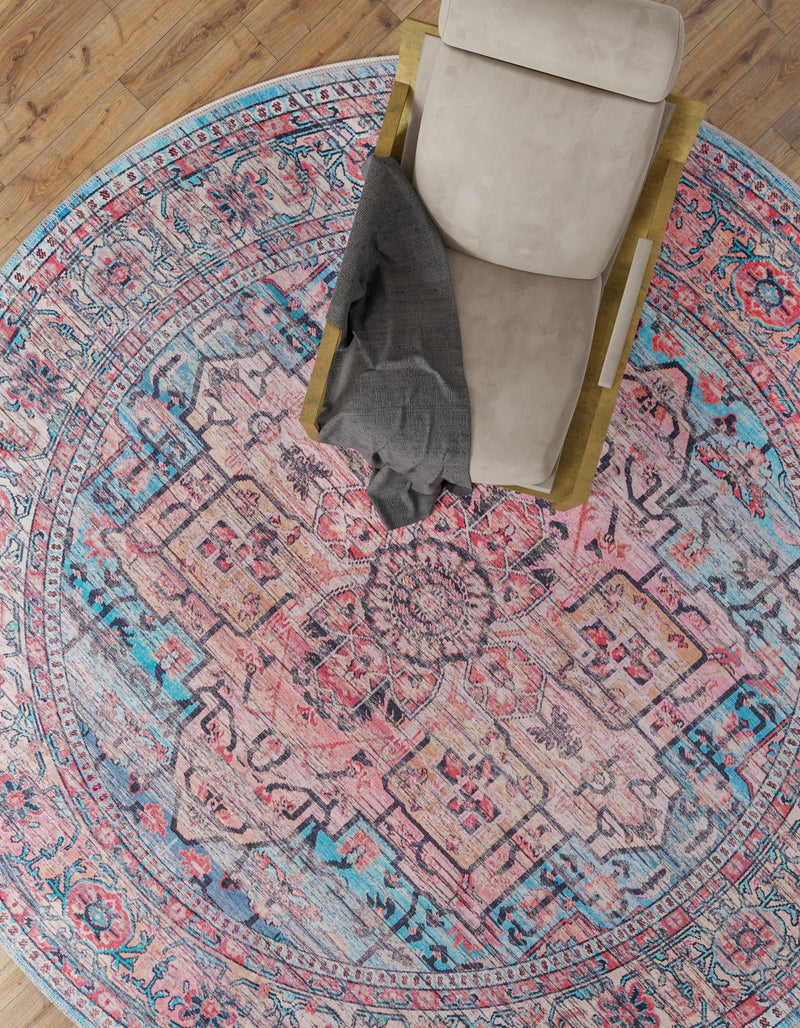 Zahara Oasis Collection Area Rug -  Fez Round Blue  lifestyle 91