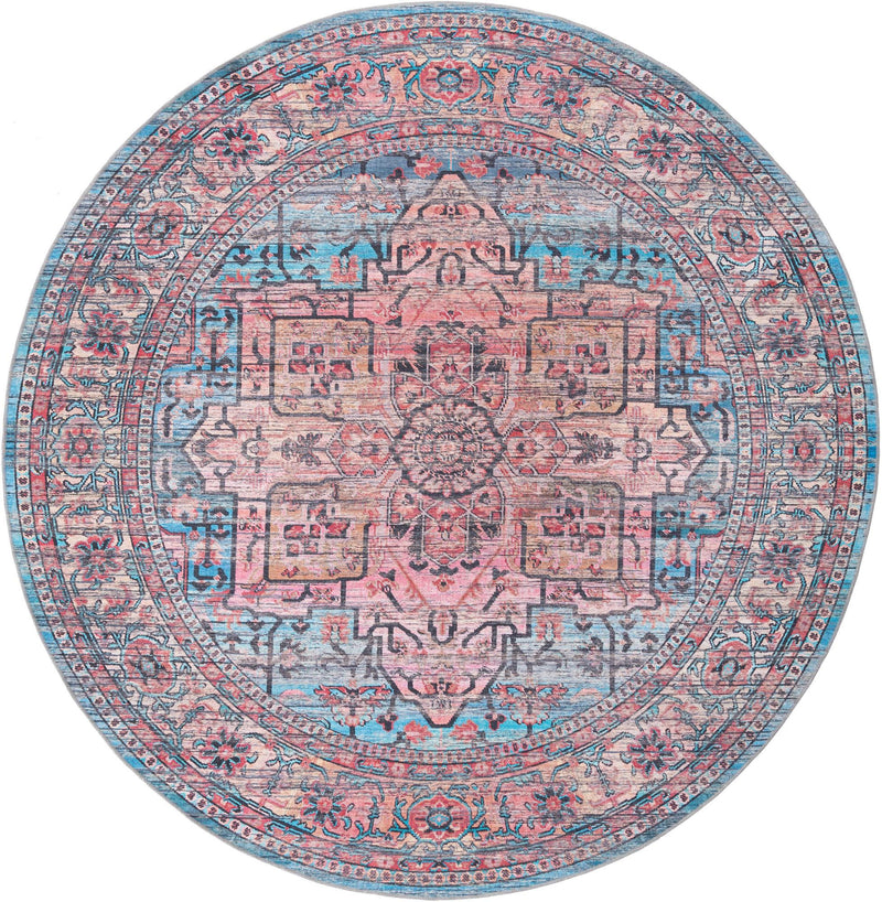 Zahara Oasis Collection Area Rug -  Fez Round Blue  lifestyle 32