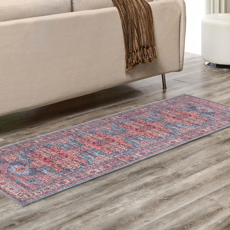 Zahara Oasis Collection Area Rug -  Fez Runner Blue  lifestyle 101