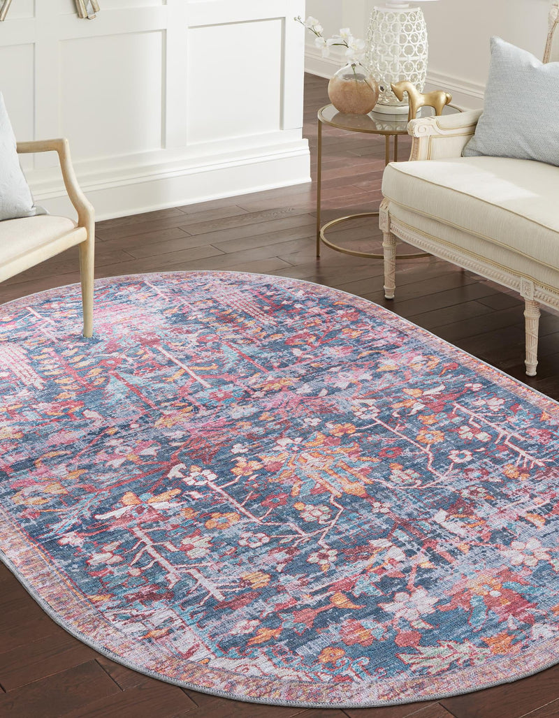 Zahara Oasis Collection Area Rug -  Nador Oval Navy Blue  lifestyle 38