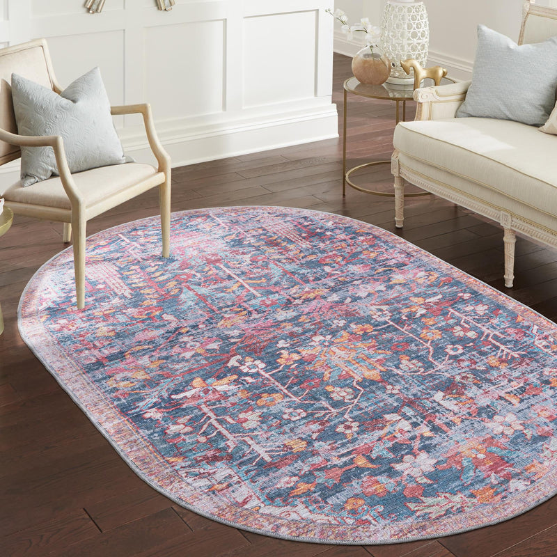 Zahara Oasis Collection Area Rug -  Nador Oval Navy Blue  lifestyle 96