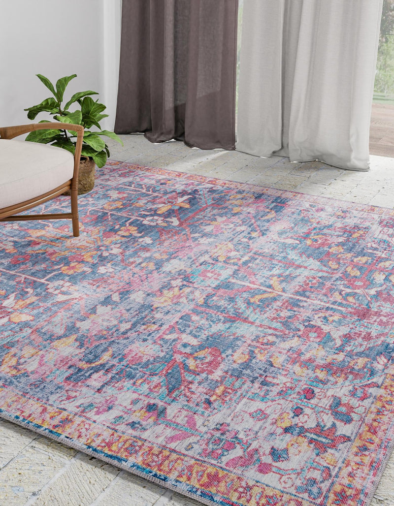 Zahara Oasis Collection Area Rug -  Nador Square Navy Blue  lifestyle 93