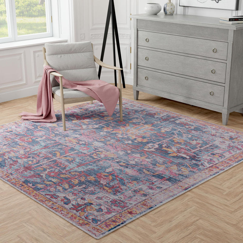 Zahara Oasis Collection Area Rug -  Nador Square Navy Blue  lifestyle 102