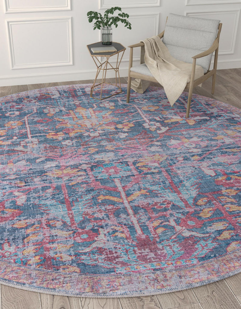 Zahara Oasis Collection Area Rug -  Nador Round Navy Blue  lifestyle 41