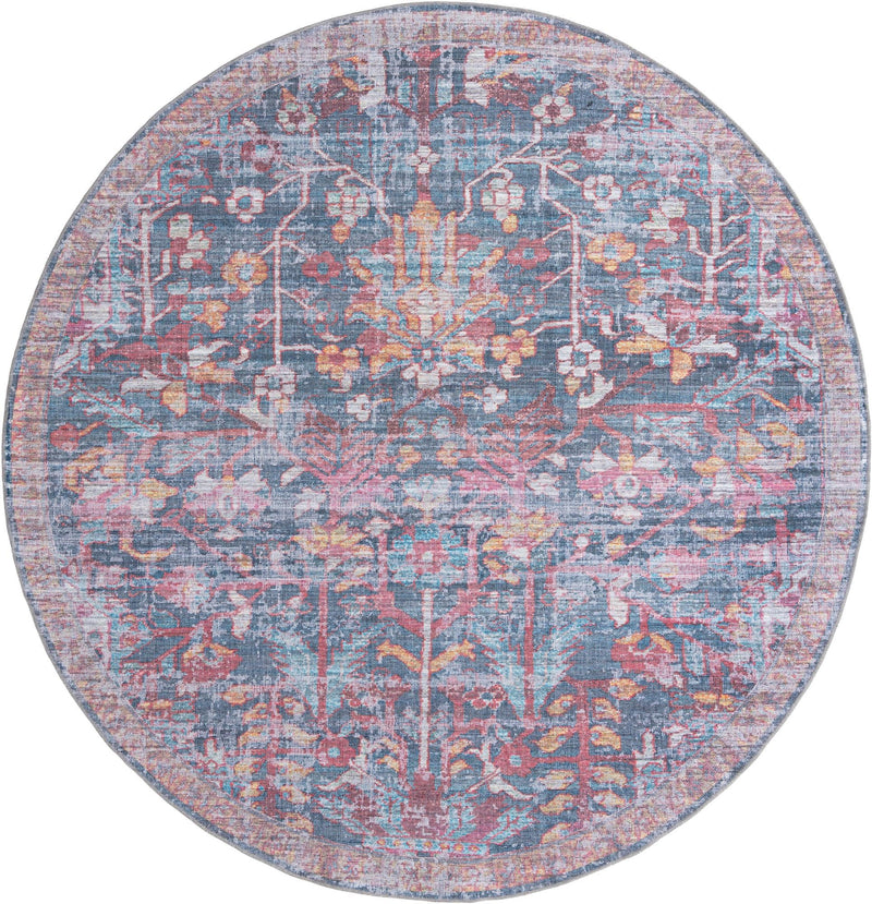 Zahara Oasis Collection Area Rug -  Nador Round Navy Blue  lifestyle 36