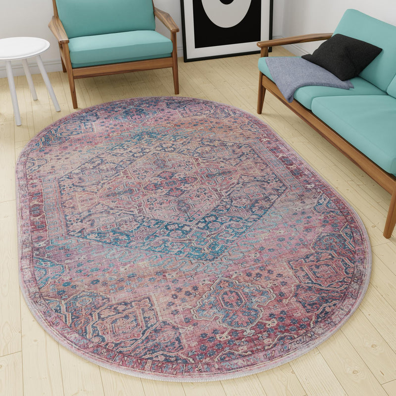 Zahara Oasis Collection Area Rug -  Agadir Oval Antique Rust Red  lifestyle 102