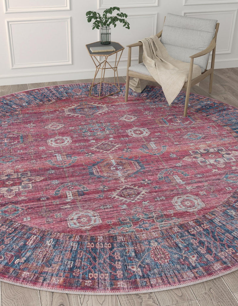 Zahara Oasis Collection Area Rug -  Ouarzazate Round Antique Red  lifestyle 41