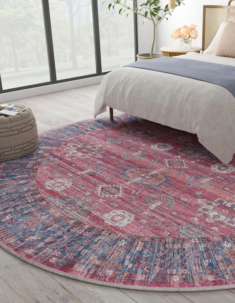 Zahara Oasis Collection Area Rug -  Ouarzazate Round Antique Red  lifestyle 91