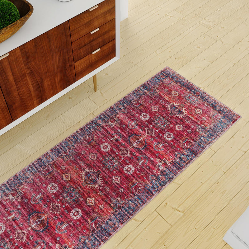 Zahara Oasis Collection Area Rug -  Ouarzazate Runner Antique Red  lifestyle 107