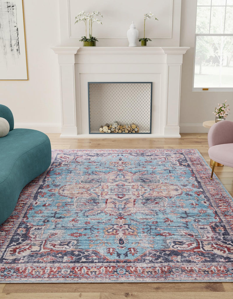 Zahara Oasis Collection Area Rug -  Casablanca Rectangle Blue  lifestyle 5