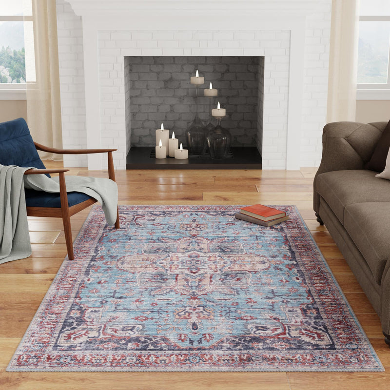 Zahara Oasis Collection Area Rug -  Casablanca Rectangle Blue  lifestyle 28