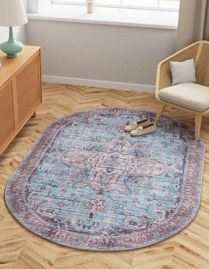 Zahara Oasis Collection Area Rug -  Casablanca Oval Blue  lifestyle 34