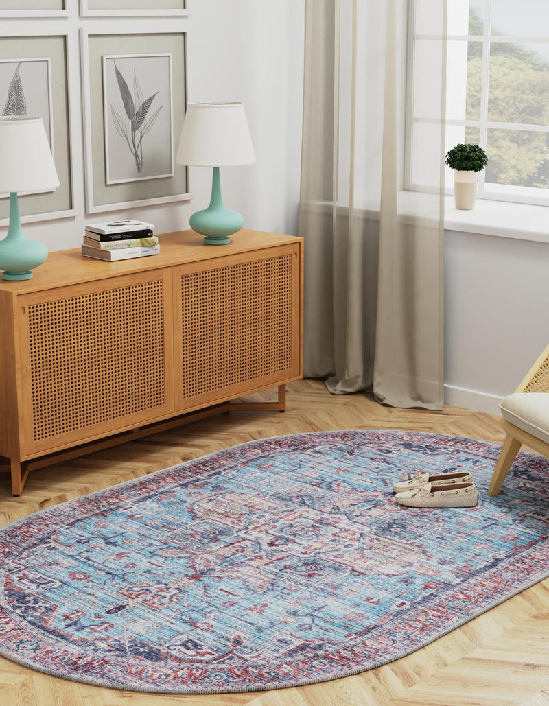 Zahara Oasis Collection Area Rug -  Casablanca Oval Blue  lifestyle 39