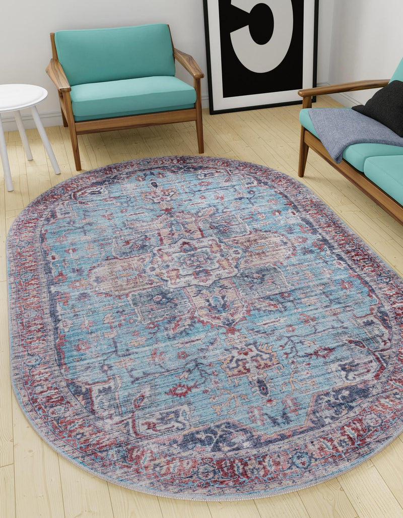 Zahara Oasis Collection Area Rug -  Casablanca Oval Blue  lifestyle 85