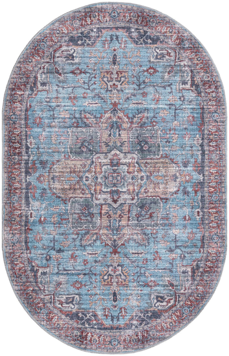 Zahara Oasis Collection Area Rug -  Casablanca Oval Blue  lifestyle 30