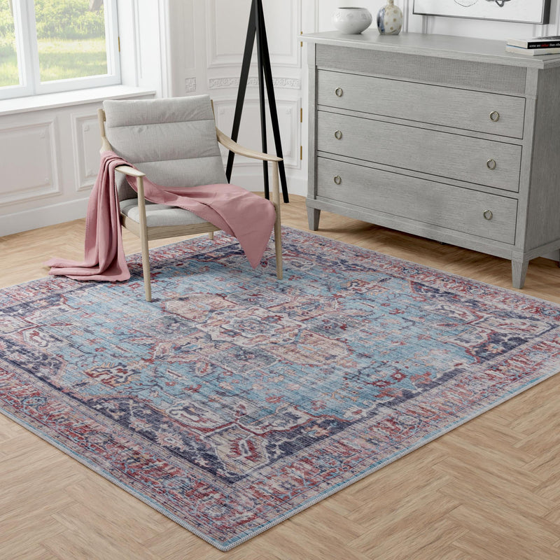 Zahara Oasis Collection Area Rug -  Casablanca Square Blue  lifestyle 99