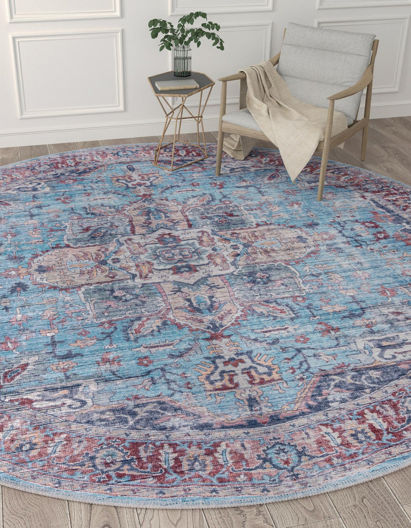 Zahara Oasis Collection Area Rug -  Casablanca Round Blue  lifestyle 37