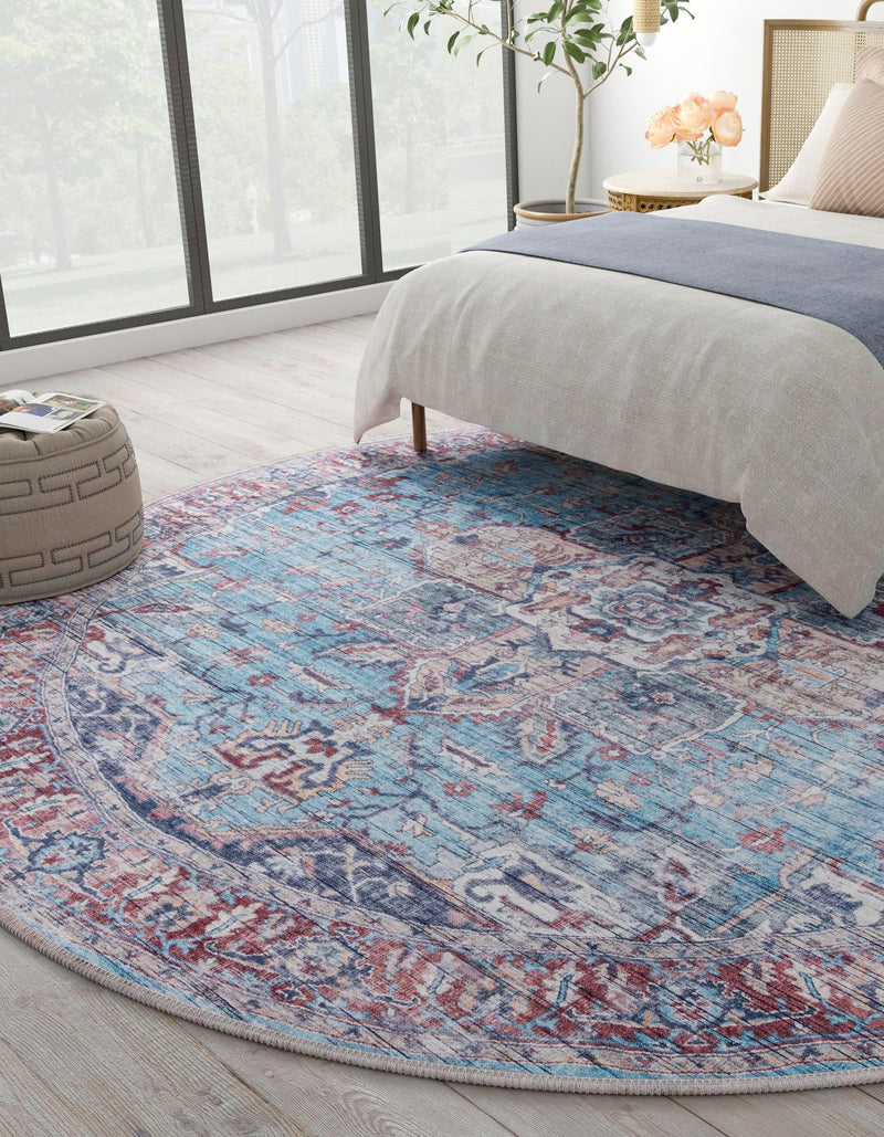 Zahara Oasis Collection Area Rug -  Casablanca Round Blue  lifestyle 87