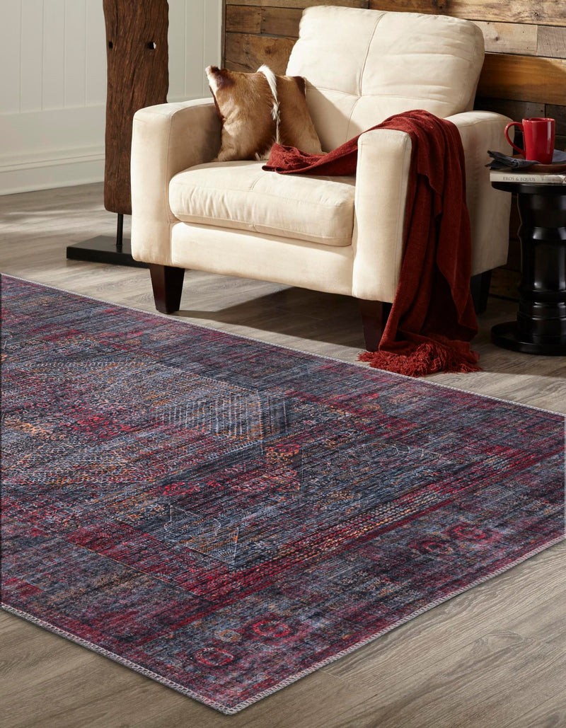 Aurora Waves Collection Area Rug - Lofoten Rectangle Red and Black  lifestyle 3