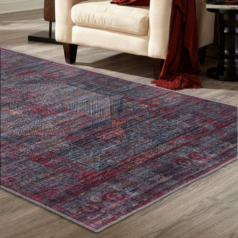 Aurora Waves Collection Area Rug - Lofoten Rectangle Red and Black  lifestyle 15