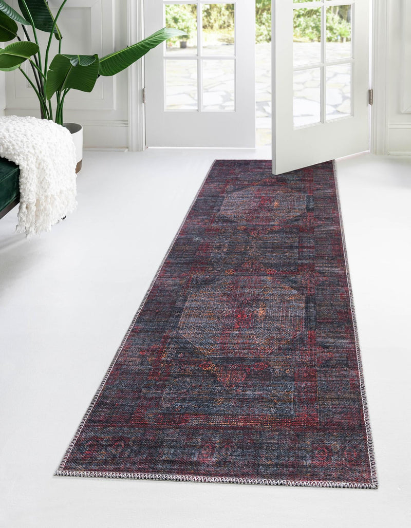 Aurora Waves Collection Area Rug - Lofoten Runner Red and Black  lifestyle 21