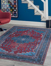 Aurora Waves Collection Area Rug -  Murmansk Rectangle Red and Blue  lifestyle 2