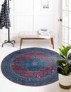 Aurora Waves Collection Area Rug -  Murmansk Round Red and Blue  lifestyle 18