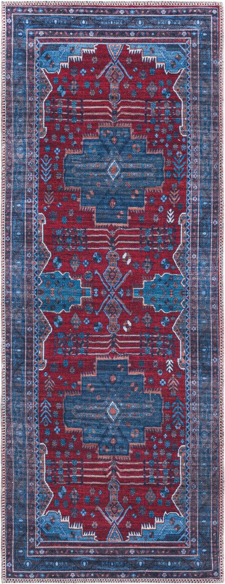 Aurora Waves Collection Area Rug -  Murmansk Runner Red and Blue  lifestyle 16