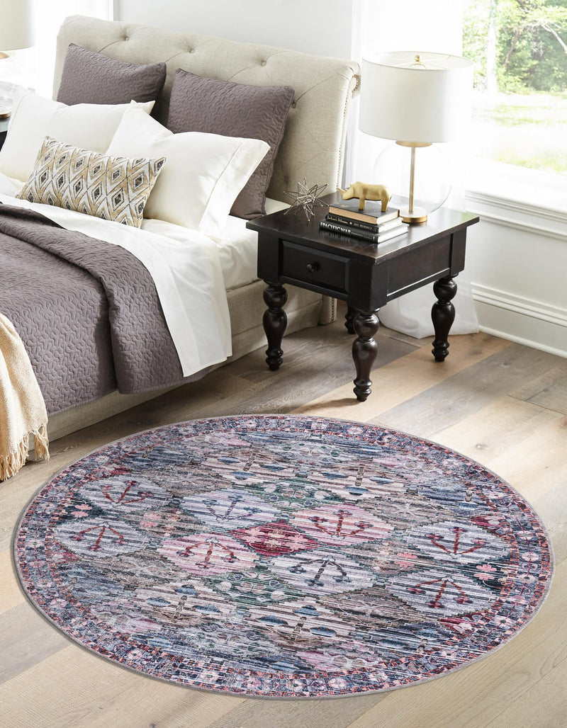 Aurora Waves Collection Area Rug -  Kiruna Round Multi  lifestyle 18