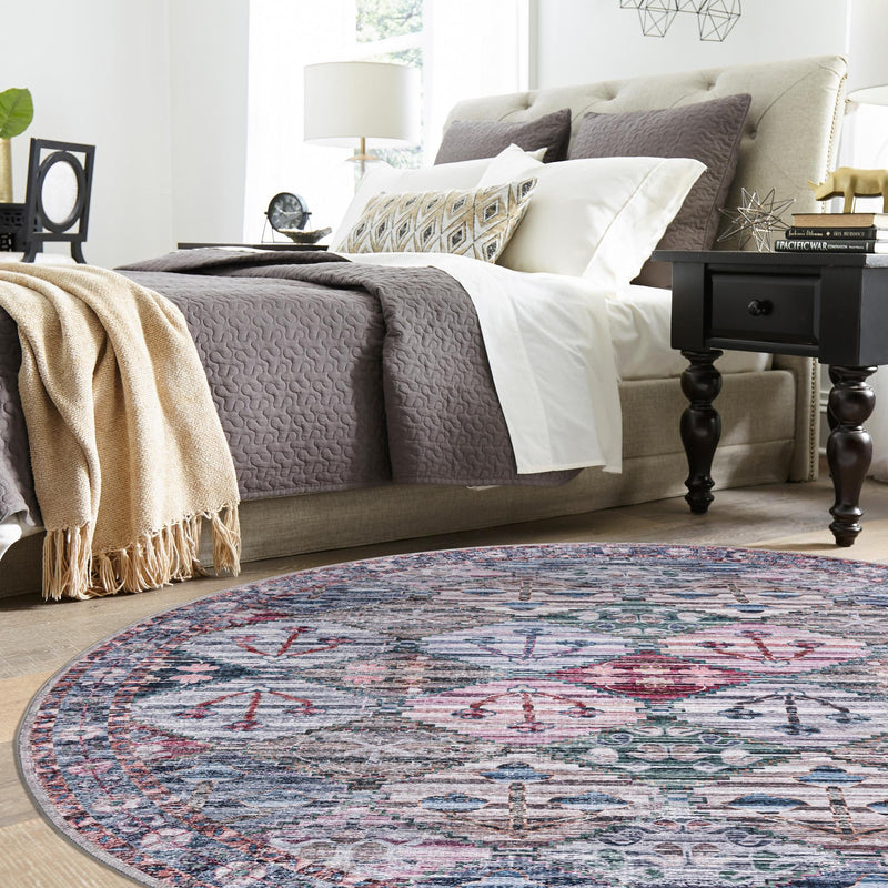 Aurora Waves Collection Area Rug -  Kiruna Round Multi  lifestyle 56