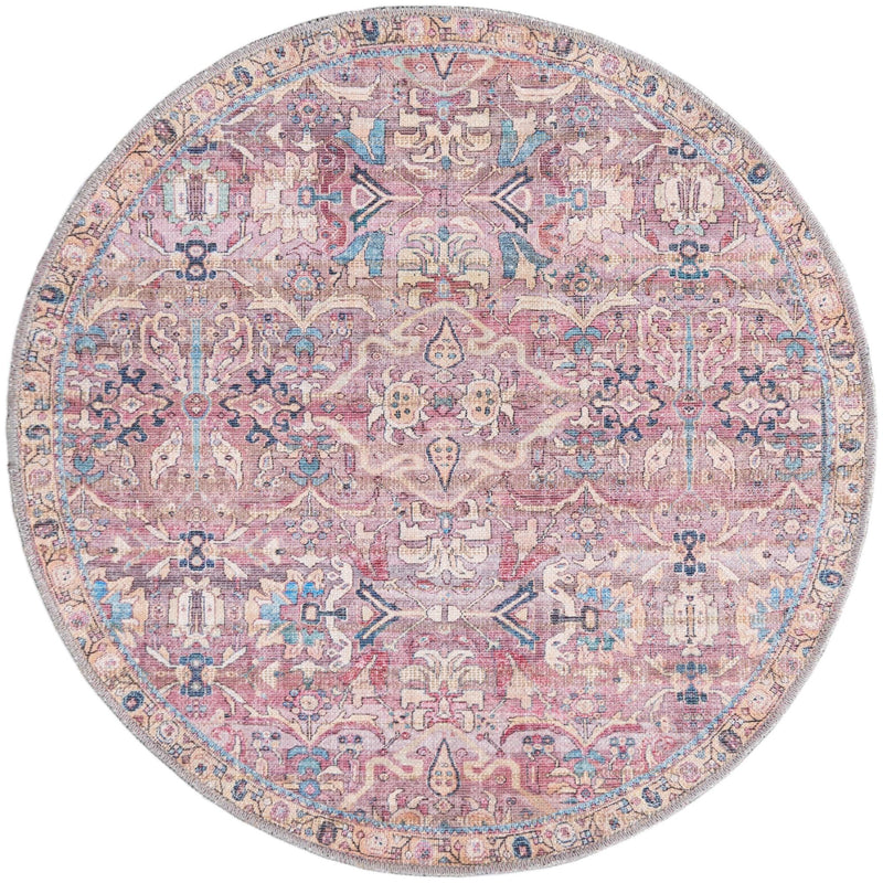 Vintage Memories Collection Area Rug -  Timeless Round Pink  lifestyle 33