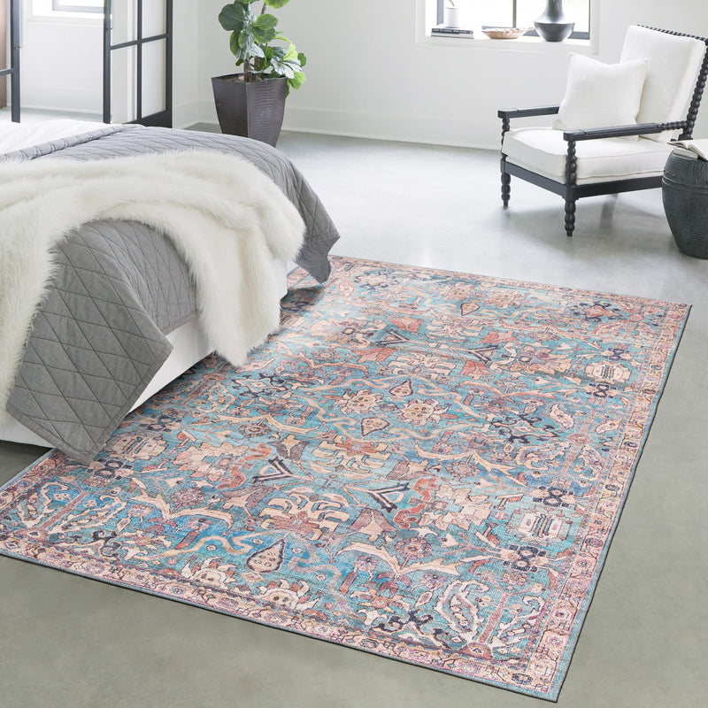 Vintage Memories Collection Area Rug -  Timeless Rectangle Blue  lifestyle 28