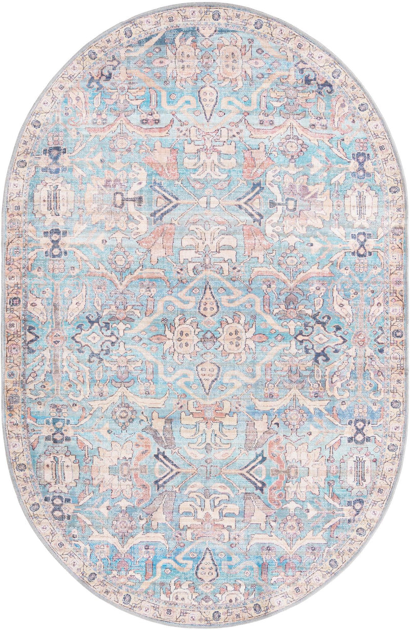 Vintage Memories Collection Area Rug -  Timeless Oval Blue  lifestyle 36