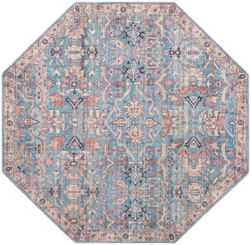 Vintage Memories Collection Area Rug -  Timeless Octagon Blue  lifestyle 39