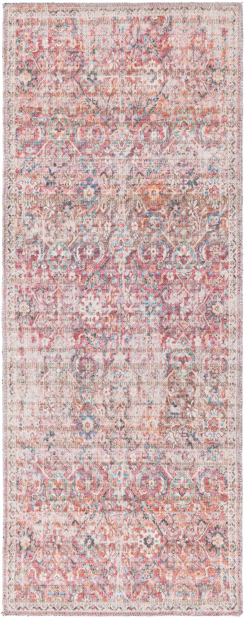 Vintage Memories Collection Area Rug -  Epoch Runner Ivory and Pink  lifestyle 20