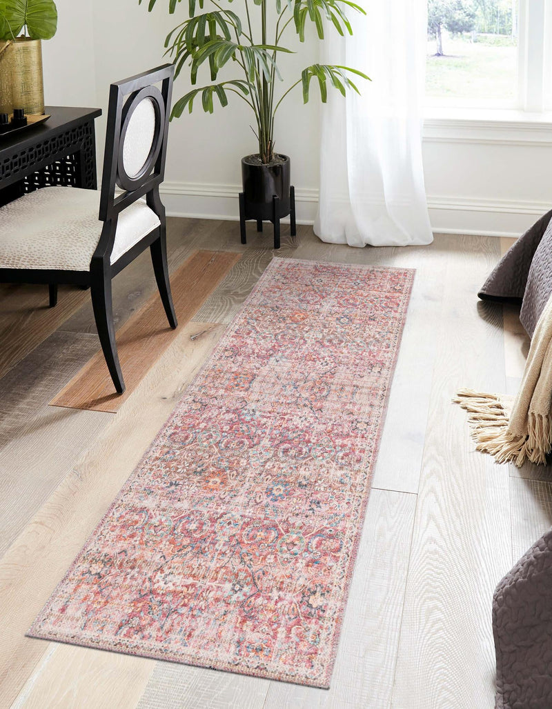 Vintage Memories Collection Area Rug -  Epoch Runner Ivory and Pink  lifestyle 25