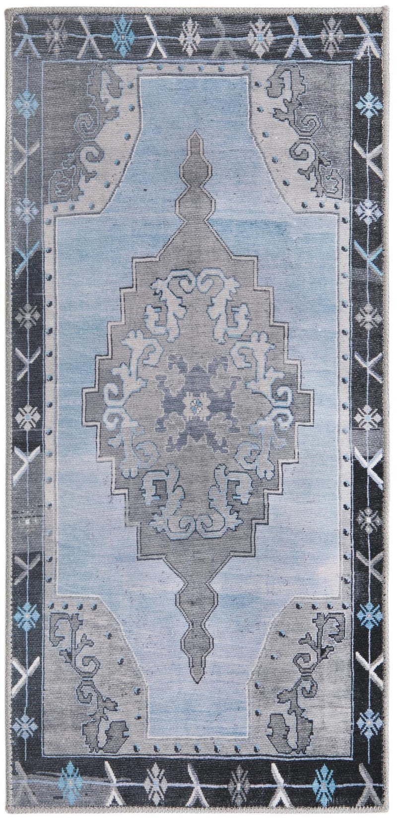 Heritage Elegance Collection Area Rug -  Winterthur (Blue Gray) Runner Blue Gray  lifestyle 14