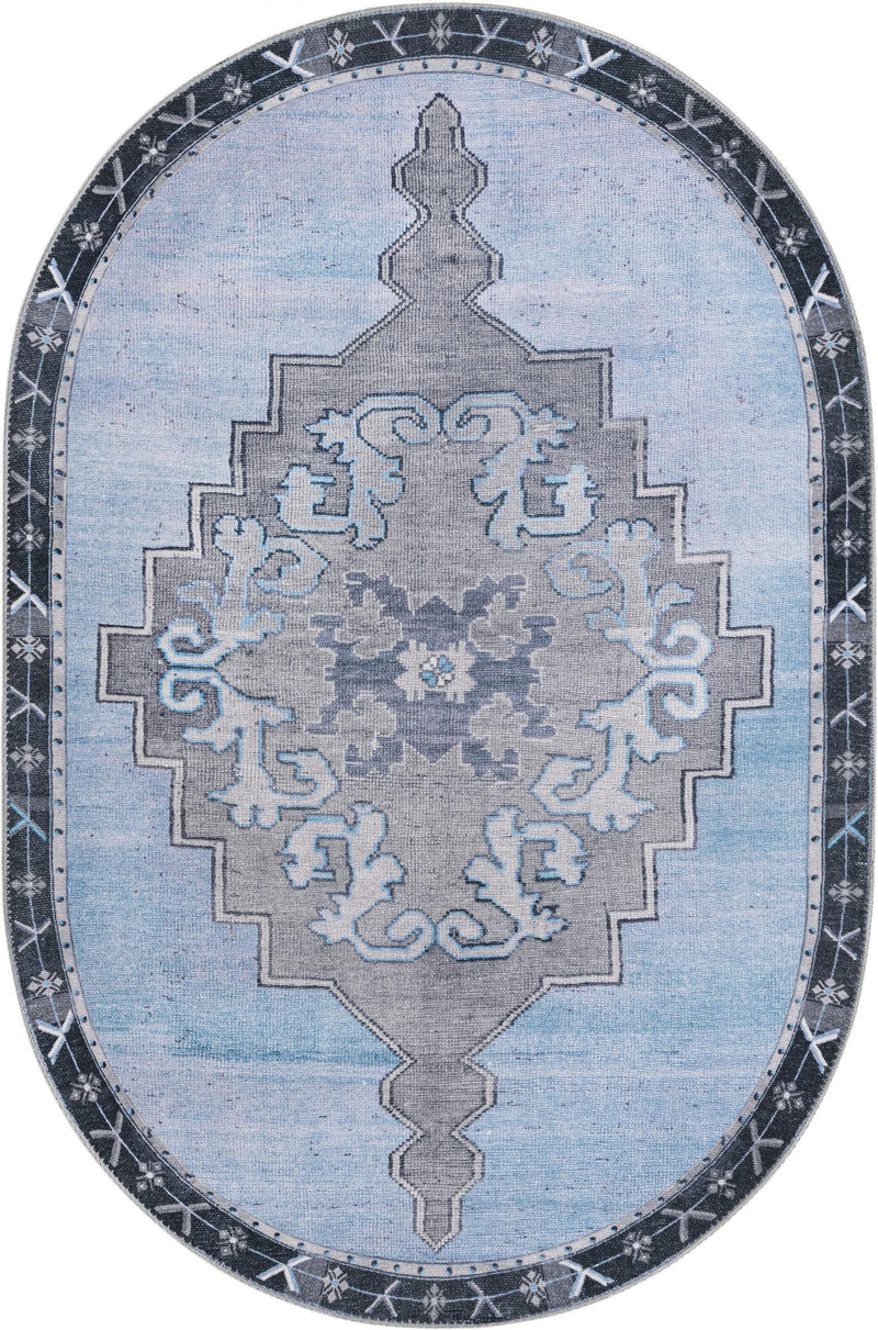 Heritage Elegance Collection Area Rug -  Winterthur (Blue Gray) Oval Blue Gray  lifestyle 16