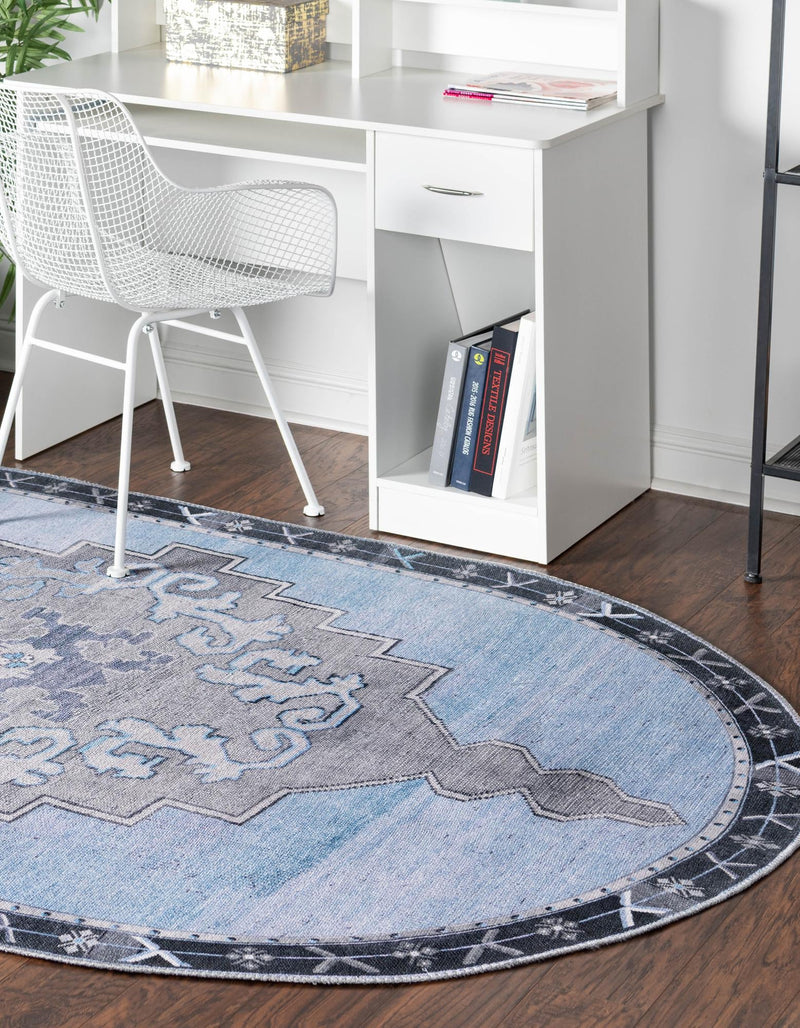 Heritage Elegance Collection Area Rug -  Winterthur (Blue Gray) Oval Blue Gray  lifestyle 26