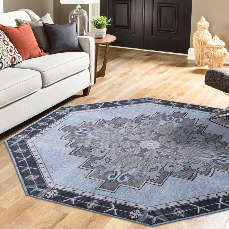 Heritage Elegance Collection Area Rug -  Winterthur (Blue Gray) Octagon Blue Gray  lifestyle 83