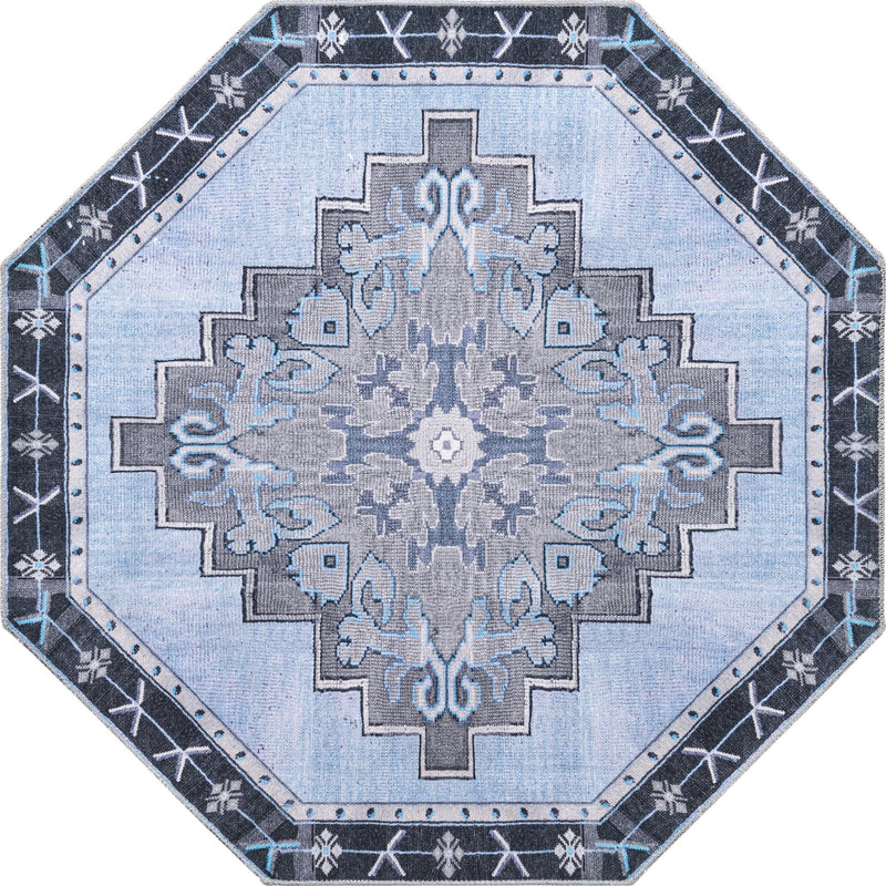 Heritage Elegance Collection Area Rug -  Winterthur (Blue Gray) Octagon Blue Gray  lifestyle 17